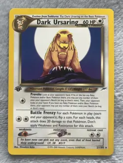 Pokemon TCG Dark Ursaring #21 Neo Destiny Card 1st Edition Non-Holo LP - Image 1