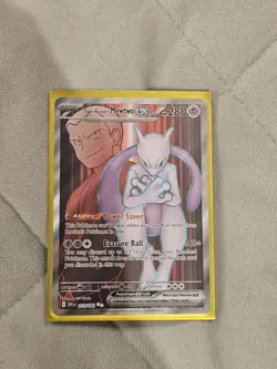 Pokemon TCG Destined Rivals Team Rocket's Mewtwo EX Full Art Card 213/182 - Image 1