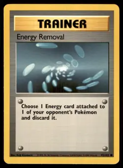 1999 Base Set Unlimited Energy Removal Common #92 - Image 1