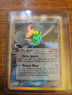 Pokemon TCG Vaporeon EX Delta Species Holo Rare Card 18/113 NM/NM Condition - Image 1