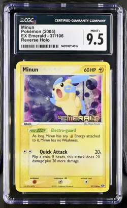 Minun 37/106 Reverse Holo EX Emerald Stamped - Graded Pokemon Card CGC 9.5 - Image 1