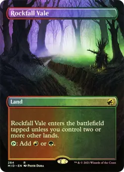 MID Foil Borderless ROCKFALL VALE 1x Rare Magic Innistrad Midnight Hunt MTG EX - Image 1