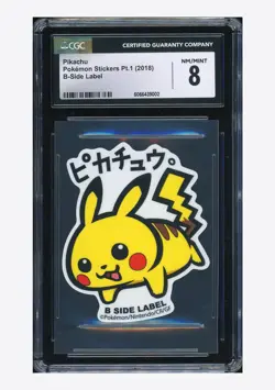 Pokemon CGC 8 Pikachu B-Side Label 2018 Pokemon Stickers Pt.1 Japanese - Image 1