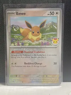 scarlet and violet Prismatic Evolutions Eevee Pokemon Day 2025 Promo Card. - Image 1
