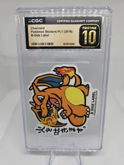 CGC 10 PRISTINE Pokemon Japanese Charizard B-SIDE Label Pt. 1 Sticker - Image 1