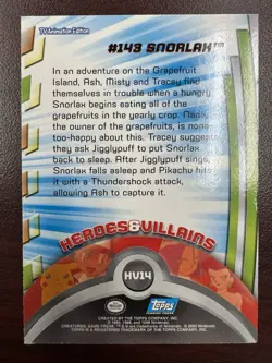 Pokemon #143 Snorlax Card HV14 Series 3 Heroes & Villains Topps TV Animation LP+ - Image 2