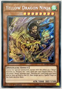 SHVA-EN013 Yellow Dragon Ninja - Secret Rare 1st Edition Lightly Played YuGiOh - Image 1