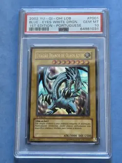 2002 Yugioh Legend Of Blue-Eyes White Dragon P001 1st Edition PORTUGUESE PSA 10 - Image 1