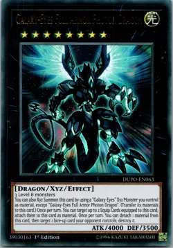 Yugioh Galaxy-Eyes Full Armor Photon Dragon DUPO-EN063 1st Edition Ultra Rare NM - Image 1