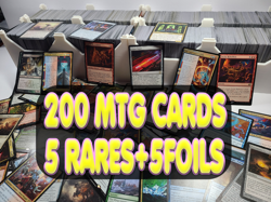 200 Card MTG Bulk Lot - Guaranteed 5 Rares + 5 Foils - No Basic Lands or Tokens - Image 1