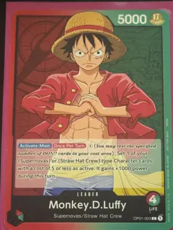 Pre-Errata Monkey.D.Luffy (003) OP01-003 One Piece Demo Deck Card Leader - Image 1