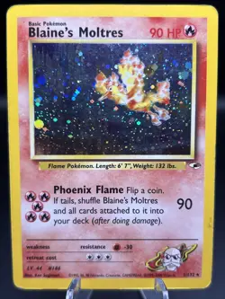 BLAINE’S MOLTRES - 2000 Pokemon TCG Gym Heroes 1/132 Holo Rare Card - LP/MP - Image 1