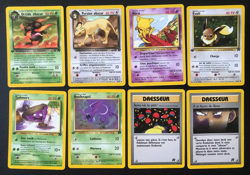 8 French Pokemon cards lot Team Rocket set Dark Gloom Persian Abra Eevee Grimer. - Image 1