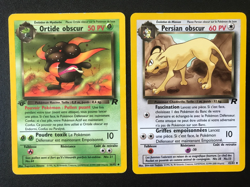 8 French Pokemon cards lot Team Rocket set Dark Gloom Persian Abra Eevee Grimer. - Image 2