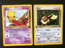 8 French Pokemon cards lot Team Rocket set Dark Gloom Persian Abra Eevee Grimer. - Image 4