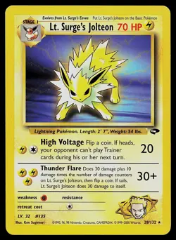 Pokemon Card - Lt. Surge's Jolteon Gym Challenge 28/132 Rare Non Holo - Image 1