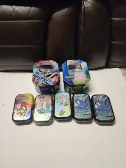 empty pokemon mini tins lot W/ Cards - Image 1