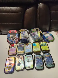 empty pokemon mini tins lot W/ Cards - Image 2