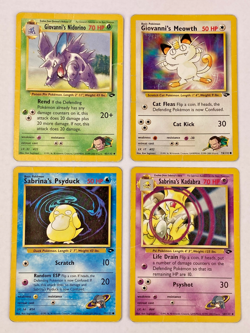 Sabrina's Psyduck Gym Challenge Pokemon Card WOTC 4 Card Lot - Heavily Played - Image 1