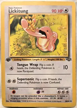 1st Edition Lickitung 38/64◇ Jungle Regular Pokemon Card Lightly Played - Image 1