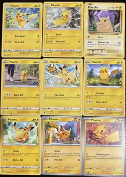 Pokemon TCG Pikachu Collection From 9 Different Art/Set English Cards NM - Image 1