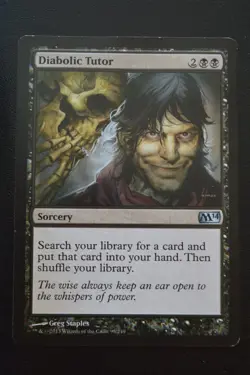 Magic The Gathering MTG DIABOLIC TUTOR Magic 2014 HP Damaged - Image 1
