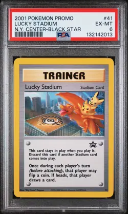 2001 POKEMON PROMO BLACK STAR #41 LUCKY STADIUM-N.Y. CENTER PSA 6 - Image 1