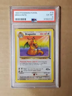 1999 Pokemon Fossil DRAGONITE Non Holo Card #19 PSA 6 EX-MT WOTC RARE! - Image 1