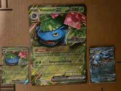 Venusaur ex & Blastoise EX Sv07: Stellar Crown Holo Stamp 3 promos w Jumbo card - Image 1