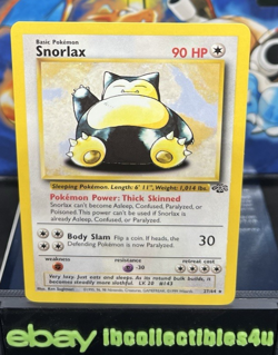 Snorlax 27/64 Jungle Rare Non-Holo Vintage Pokemon TCG Card 1999 WOTC NM F/S - Image 1