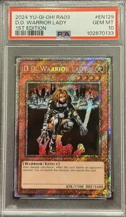 2024 PSA 10 YUGIOH RA03 BONANZA PLATINUM SECRET RARE D D WARRIOR LADY 💎 - Image 1