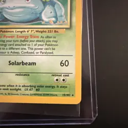 1999 Pokemon Card Venusaur 15/102 Holo Rare Base Set WOTC 💎NM LP+💎 - Image 5
