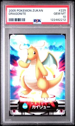 2005 CARDDASS POKEMON ADVANCED GENERATION ZUKAN CARD #225 DRAGONITE PSA 10 - Image 1