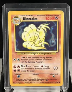 1999 Pokemon Base Set 1 Ninetales Holo Card #12/102 - Image 1