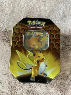 Pokemon TCG Hidden Fates Raichu Tin Empty With Full Art Card - Image 1