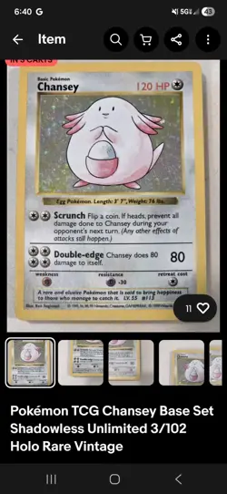 Lot Of 2x Clefairy And Chamsey Holo Card Base Set, Shadowless Rare. - Image 2