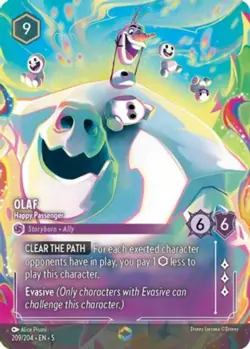 Lorcana Olaf - Happy Passenger - 209/204 - Enchanted - Holo Foil, Near Mint Shim - Image 1