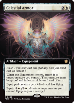 Celestial Armor (Extended Art) [Foundations] Magic MTG - Image 1