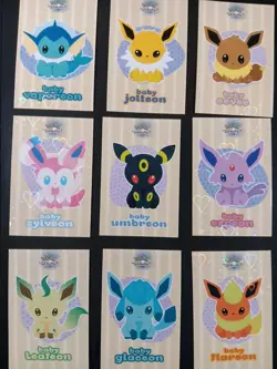 Pokemon Let's Go Eevee Database Peru Baby Set Eeveelutions Full Heart Holo Set - Image 1