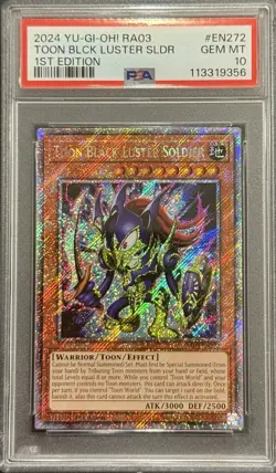 2024 PSA 10 YUGIOH RA03 PLATINUM SECRET RARE TOON BLACK LUSTER SOLDIER 💎 - Image 1