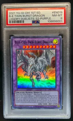 2021 Yu-Gi-Oh! Limited Blue-Eyes Twin Burst Dragon Purple #LDS2-EN019b PSA 8 - Image 1