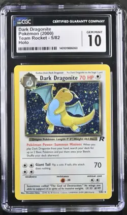 CGC 10 GEM MINT Dark Dragonite 2000 Team Rocket 5/82 Holo Pokemon Card - Image 1
