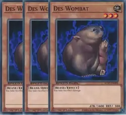 Yugioh - Des Wombat x 3 - 1st Edition NM - Plus Free Holographic Card - Image 1