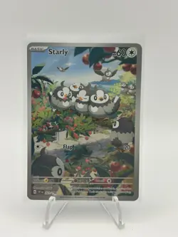Pokemon TCG Starly Scarlet & Violet Base Set Holo Illustration Rare Card 221/198 - Image 1