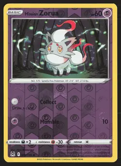 SWSH11: Lost Origin Hisuian Zorua #075/196 Reverse Holo Pokemon Card - Image 1