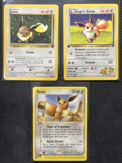 Eevee Pokemon Card Lot of 3 Team Rocket Lt. Surge 1st Edition Sandstorm Vintage - Image 1