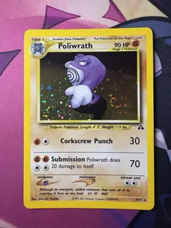 Poliwrath - 9/75 - Pokemon Neo Discovery Unlimited Holo Rare Card WOTC NM SWIRL - Image 1