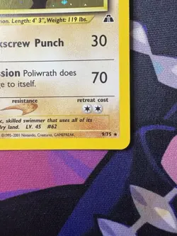 Poliwrath - 9/75 - Pokemon Neo Discovery Unlimited Holo Rare Card WOTC NM SWIRL - Image 2