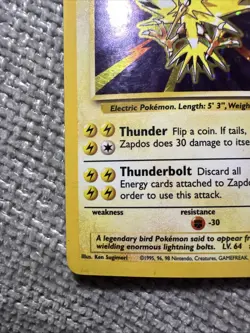 Pokemon TCG Zapdos Base Set Holo Unlimited Rare Card 16/102 - Image 4