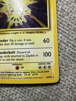 Pokemon TCG Zapdos Base Set Holo Unlimited Rare Card 16/102 - Image 5